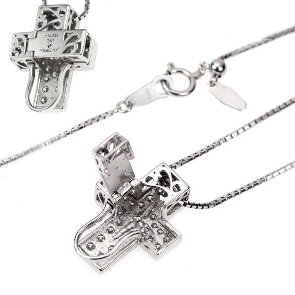 ゆきざき K18WG ダイヤモンド ペンダントネックレス 0.61ct ダブル  