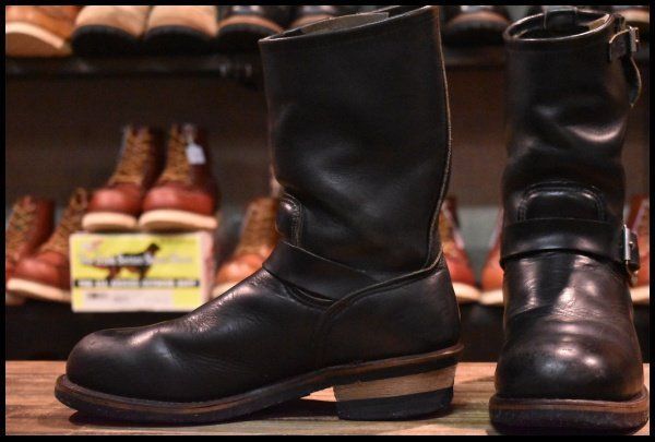 【8.5D 中古 PT91刺繍】レッドウィング 2268 エンジニア 黒 ブラッククローム スチールトゥ ブーツ redwing HOPESMORE【EE102】