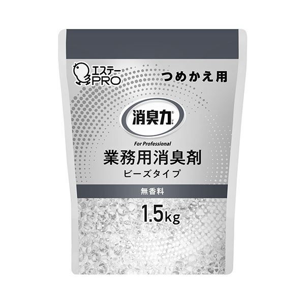 （まとめ） エステー 消臭力業務用消臭剤 ビーズタイプ 大容量 無香料 つめかえ用 1.5kg 1個 【×5セット】