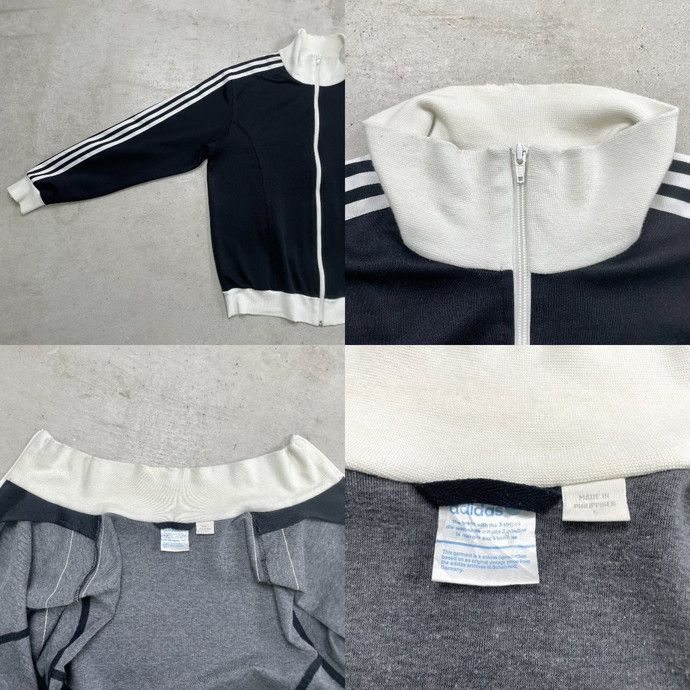 00s adidas トレフォイル　トラックジャケット【M】ホワイト　グレー 00s adidas トラックジャケット トレフォイル テープロゴ M