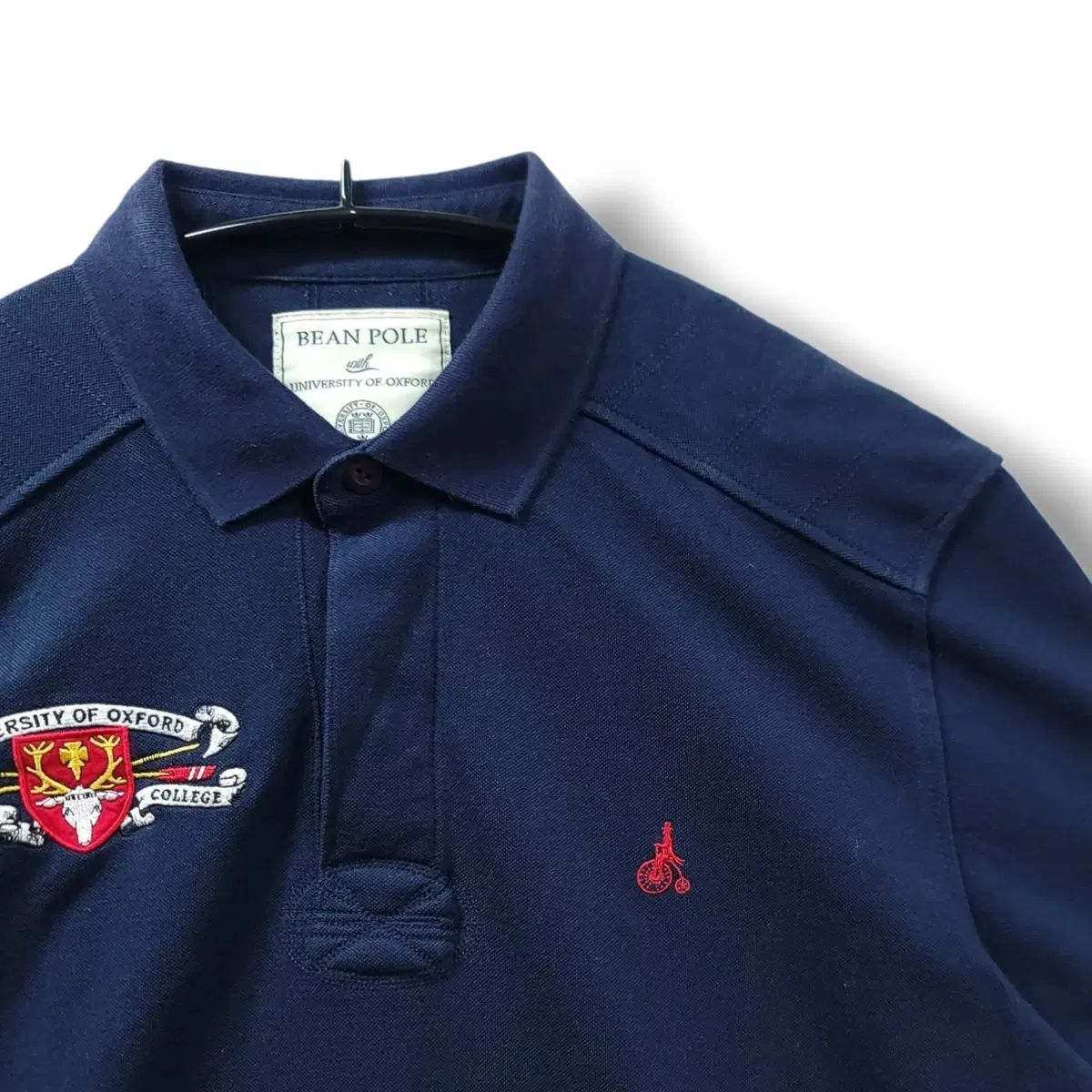 110 BEAN POLE(ビーンポール) ネイビー オックスフォード コットン u0026 ポリ PK 半袖 ポロTシャツ