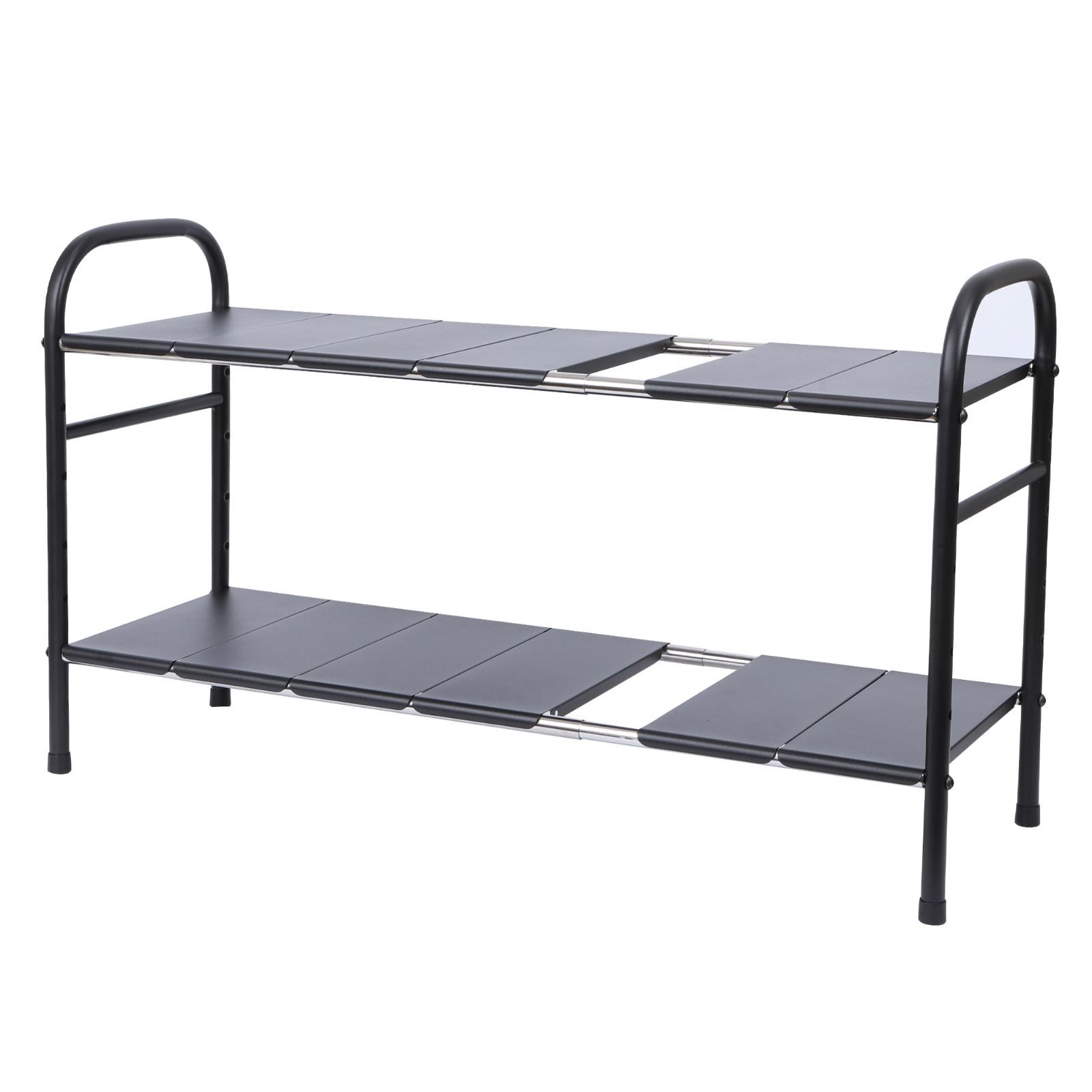 【新着商品】棚 洗面台下 シンク下伸縮棚 収納ラック 簡単組立 キッチン キッチンラック 2段 伸縮 高炭素鋼 シンク下収納 ラック 収納 ブラック シンク下 アイクラシ(Ikurashi) 幅49~88×奥行25×