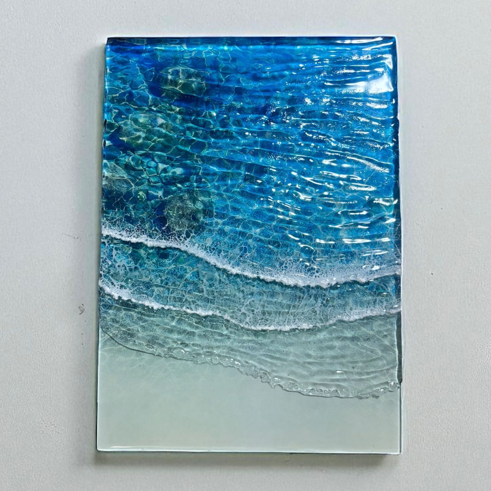 <傾斜厚盛りボード 浅瀬> 超立体 沖縄の海 レジンアートボード 美ら海 オーシャンアート N684
