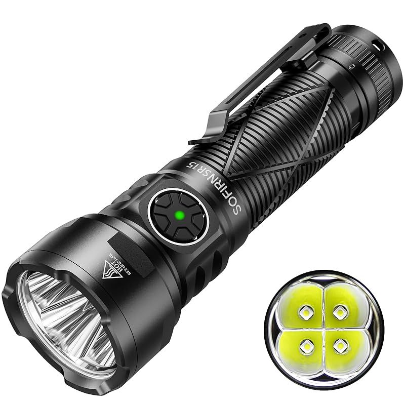 sofirn SR15 懐中電灯 強力 フラッシュライト led 強力 軍用 最強 充電式 4500ルーメン高輝度ハンディライト 8モード調光 磁気テールキャップ IP68防水 防災用 地震 停電用 登山 釣り キャンプに適用