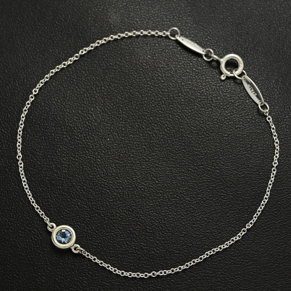 TIFFANY ＆ Co.ティファニー バイザヤード 1P･アクアマリン アクワマリン ブレスレット Sv925-1.3g シルバー 翌日配送可 ♀ S レディース 589958