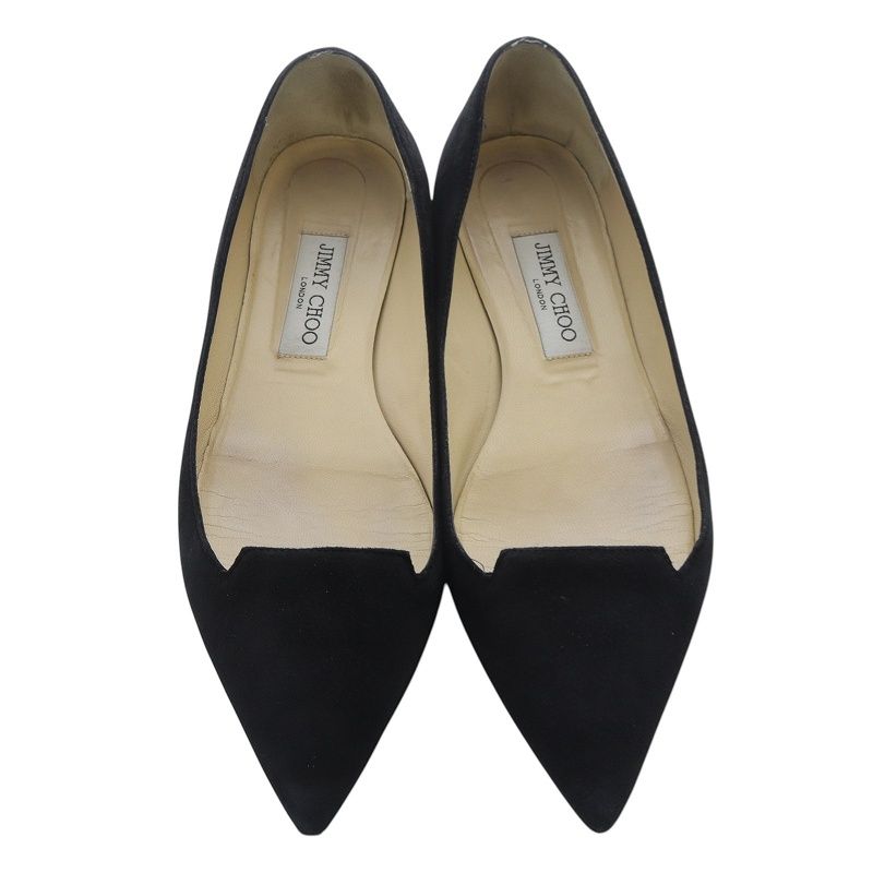 JIMMY CHOO 黒 スエードフラットシューズ 36 JIMMY CHOO ジミーチュウフラットシューズ 36 1/2 スエード黒