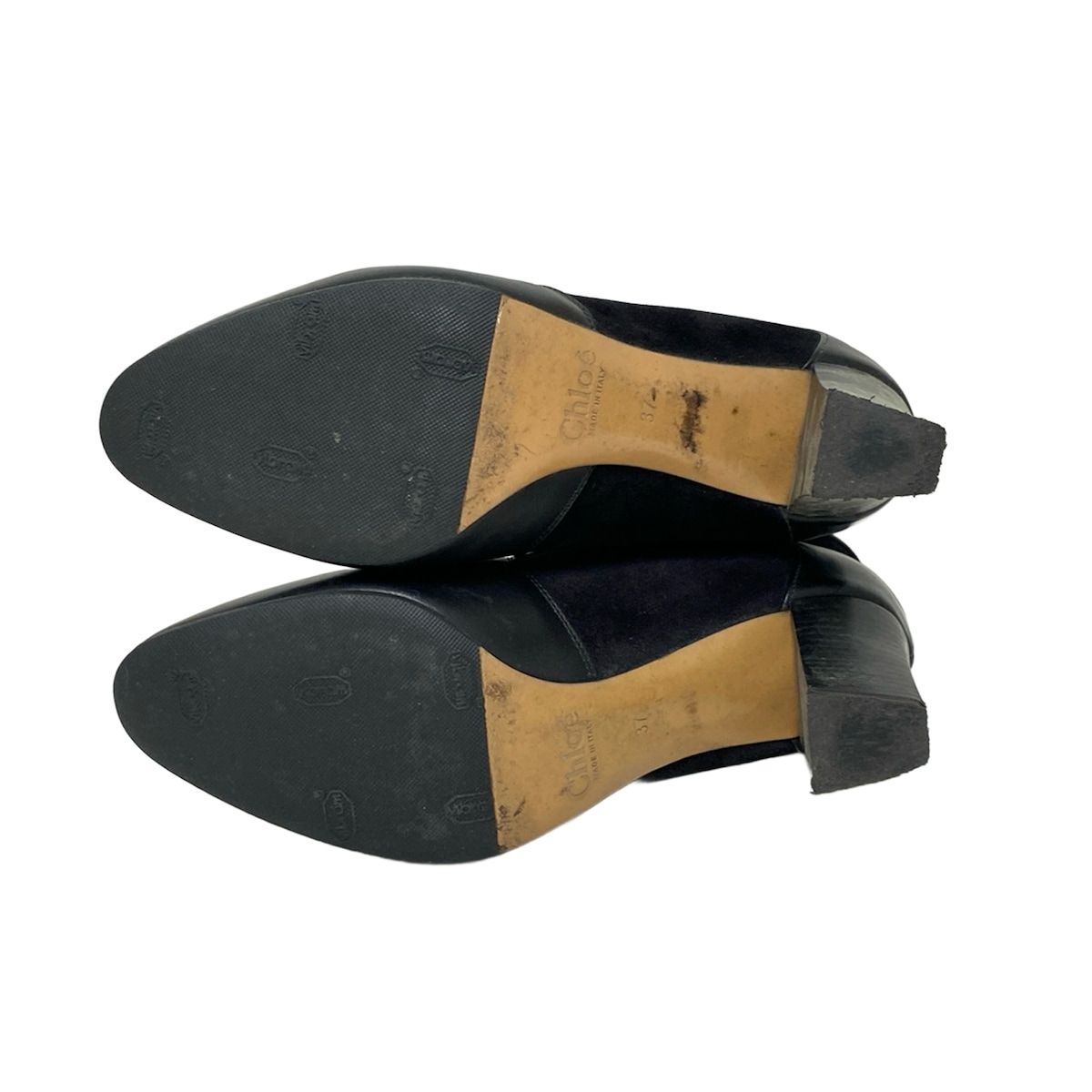 Chloe クロエ ショートブーツ 37 レディース - 黒 アウトソール張替済 レザー KIN-KAAI_COM