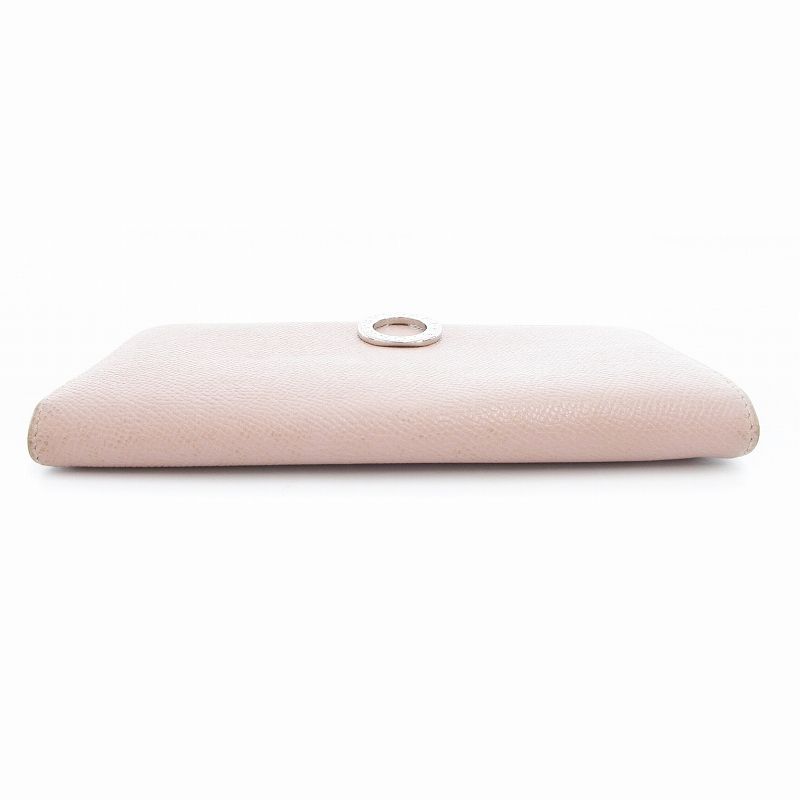 ブルガリ BVLGARI 長財布 二つ折り レザー ロゴクリップ ピンク