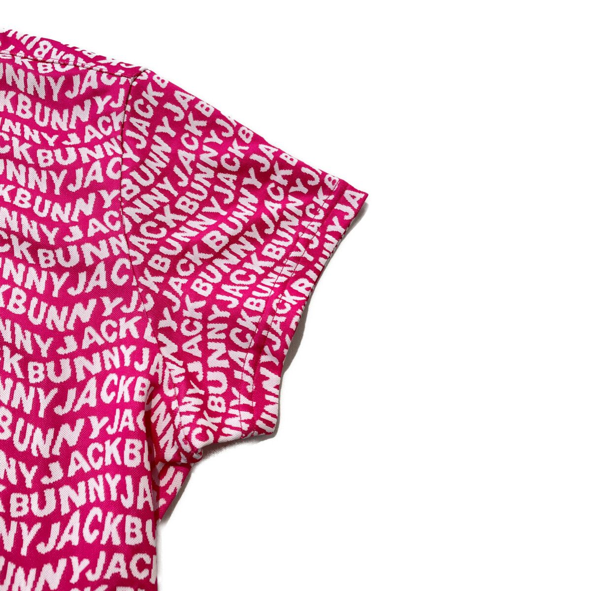 ジャックバニー 半袖ポロシャツ 白×ピンク 車柄 総柄 ロゴ刺しゅう