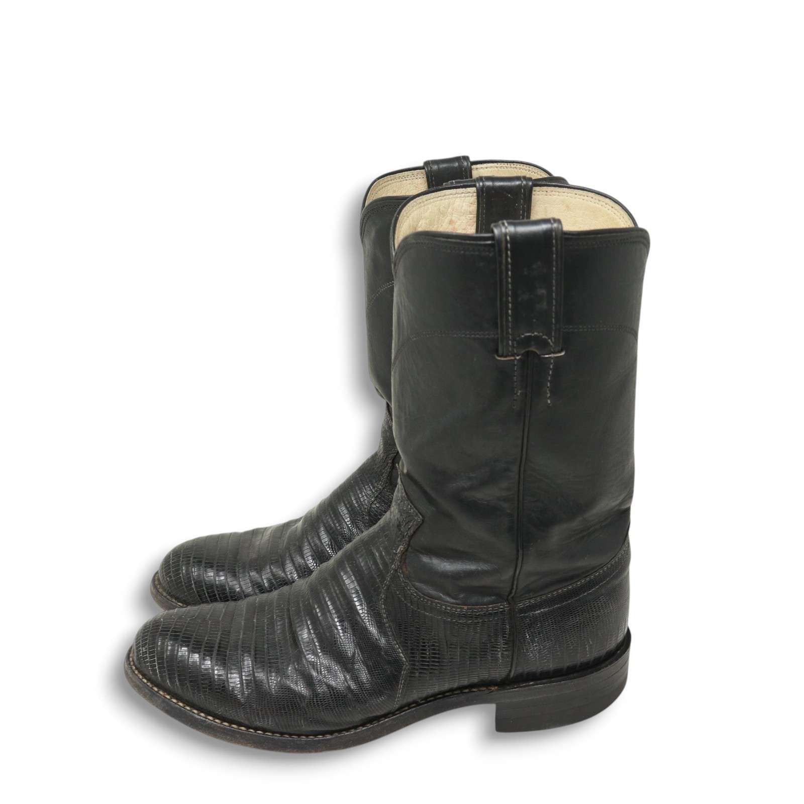 ジャスティン　ブラックレザー ウエスタンブーツ 70〜80s ジャスティン justin ウエスタンブーツ USA製 レザー