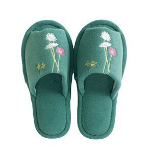 30個セット 花柄 トイレスリッパ グリーン 幅23.5cm 洗える 綿混 オカ ボタニカルガーデン 〔お手洗い〕