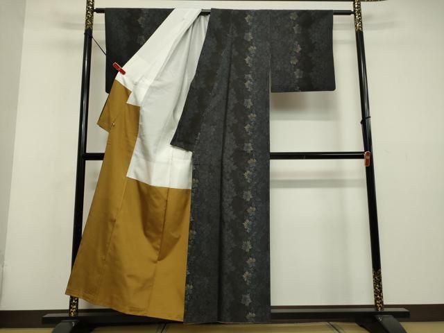 平和屋着物○本場大島紬 アンサンブル 道行コートセット 草花間
