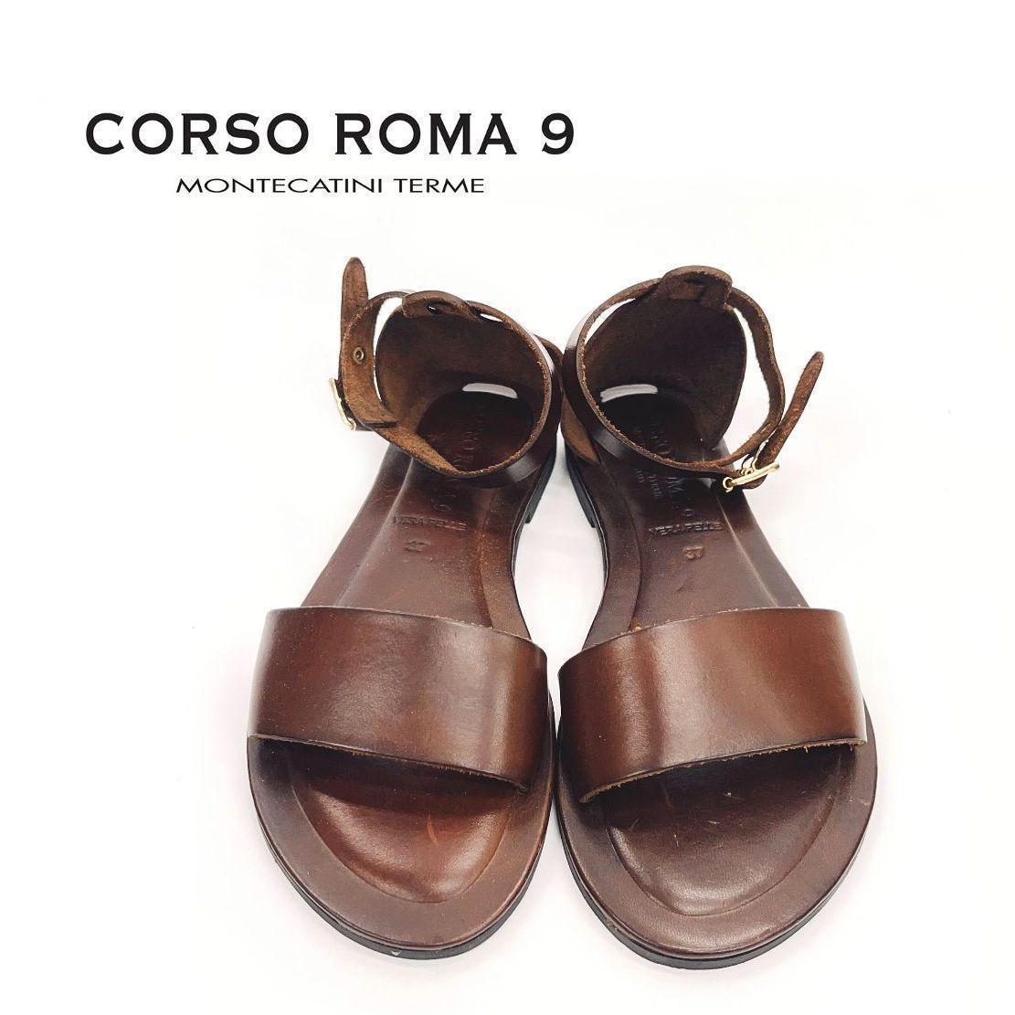 CORSO ROMA 9 コルソローマ 厚底クロスバックルサンダル ブラウン24200