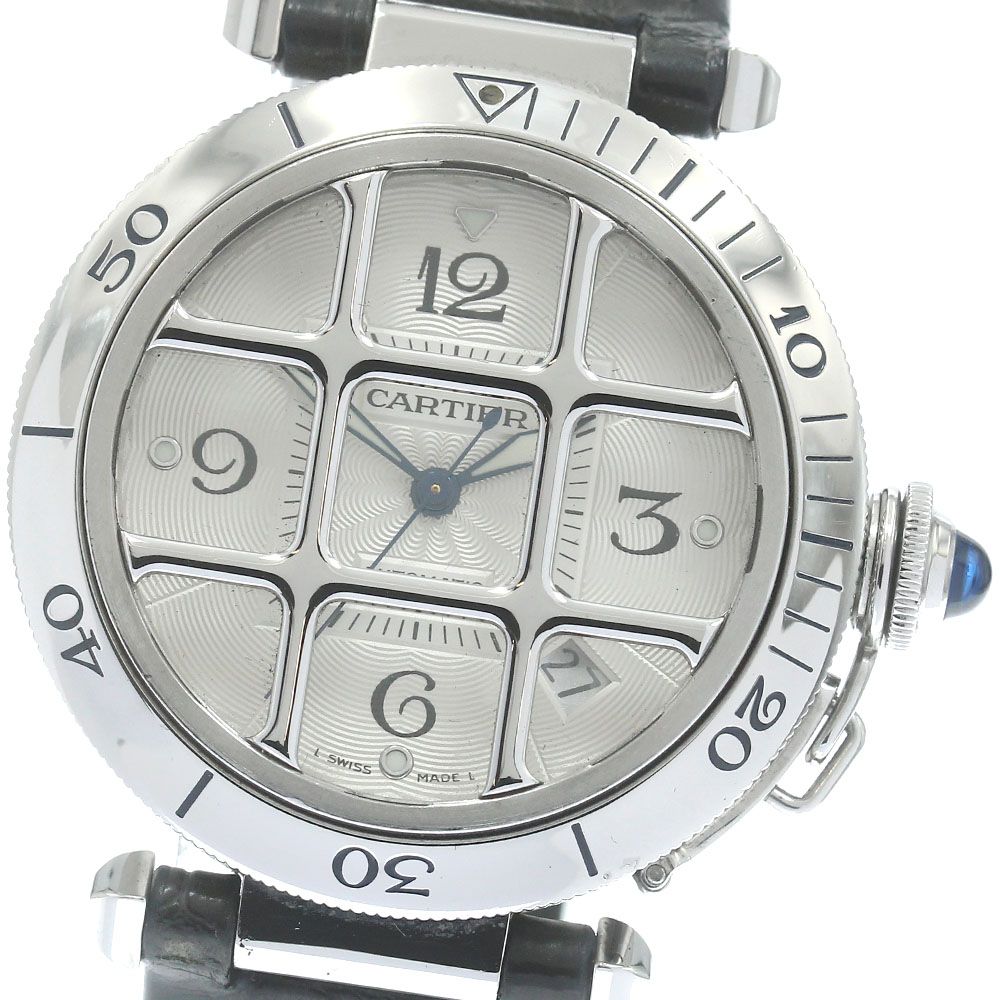 カルティエ CARTIER W3104055 パシャ38グリッド デイト 裏スケルトン 自動巻き メンズ保証書付き_881590
