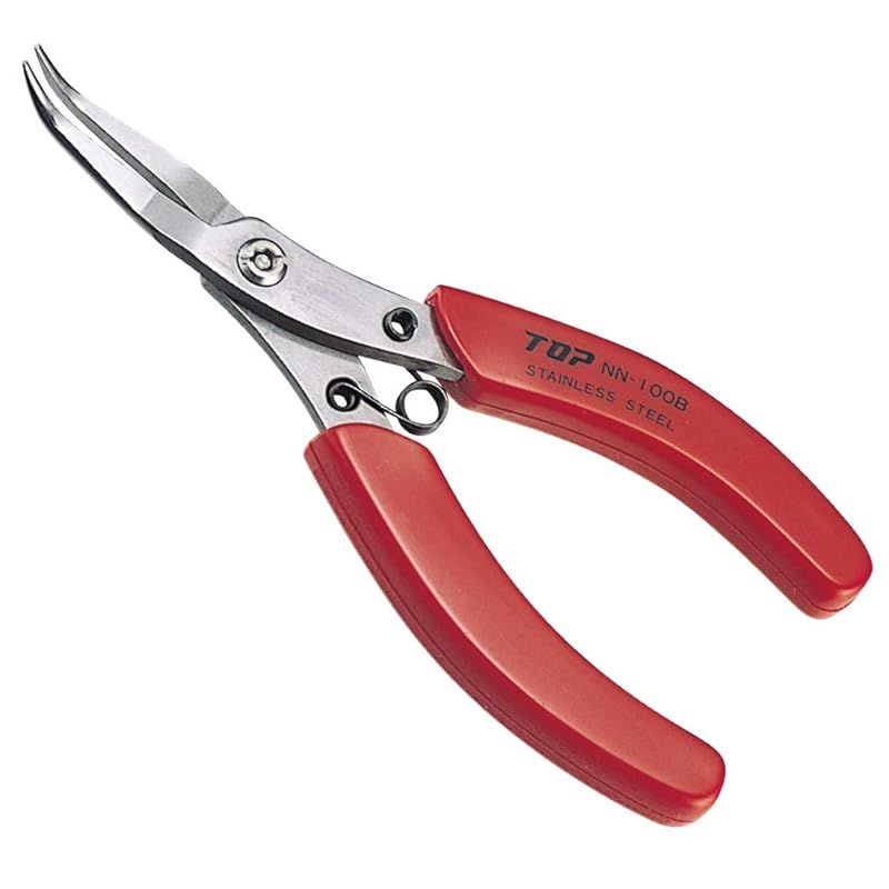 トップ工業 (TOP) ニードルノーズベントプライヤ 先端1.2mm ギザ有 先端60ベント仕様 バネ付 ステンレス リードペンチ NN-100BN 燕三条 日本製 0