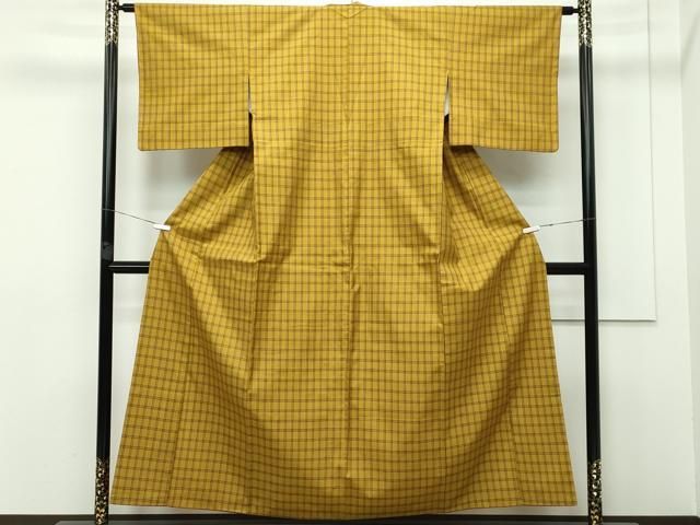 平和屋本店□極上 本場黄八丈 市松綾織 紬 逸品 CZAA2445s5 - メルカリ 