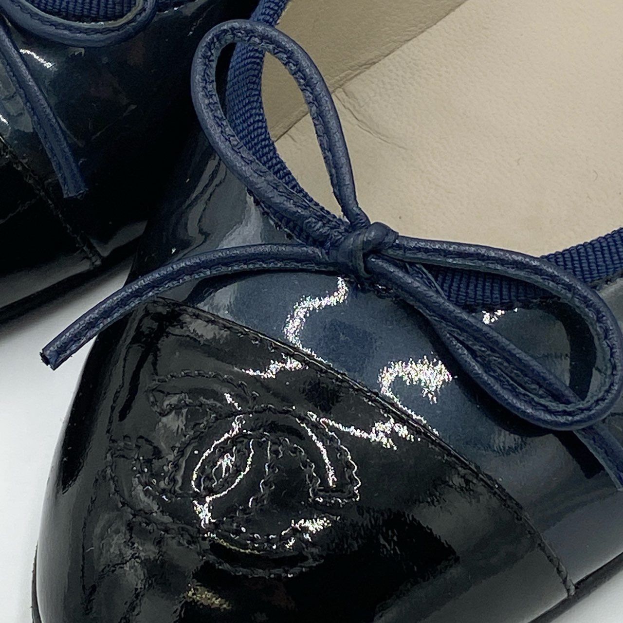 1i4 CHANEL シャネル エナメル バレエシューズ G02819 36 1/2 ブラック 