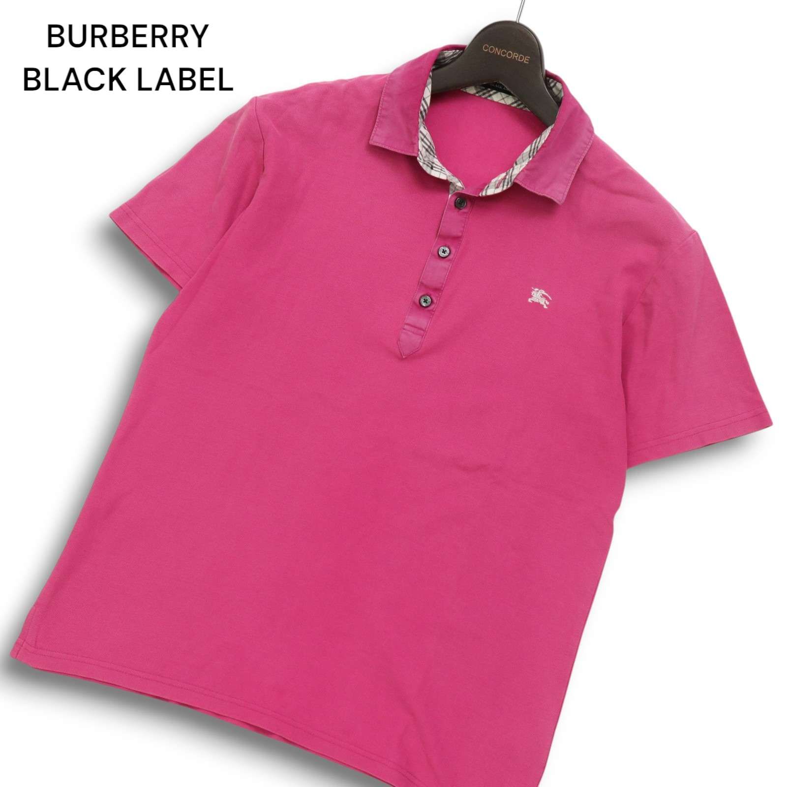 美品✨日本製 バーバリーブラックレーベル ホース刺繍 鹿の子 ポロシャツ　グレー BURBERRY BLACK LABEL バーバリー ブラックレーベル 春夏 ホース刺繍
