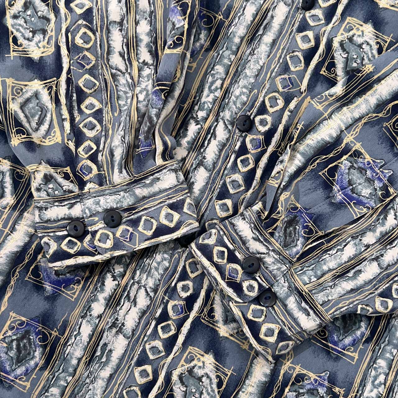 RAIKA ライカ 総柄 長袖シャツ M/ブルー系 メンズ ビンテージ - メルカリ