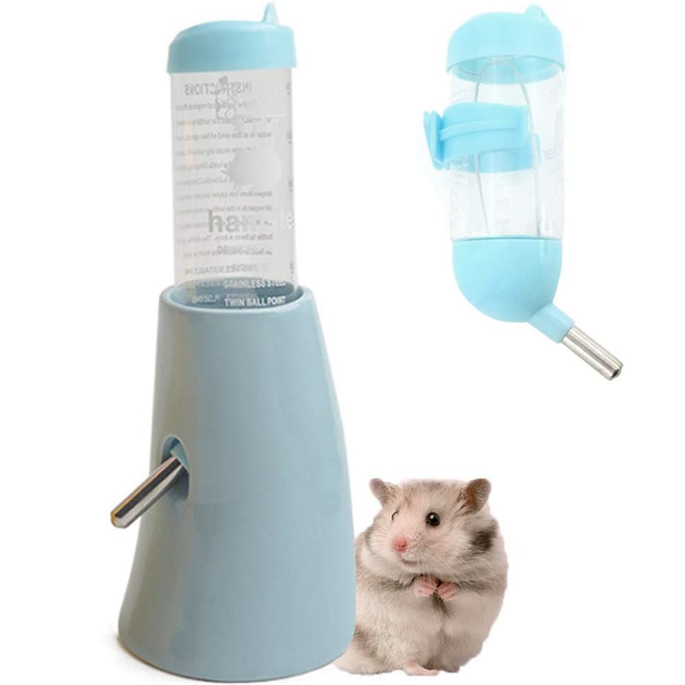 ボトル タンク ロールボール 陶器製台座 水漏れ防止 自動給水器 水飲み器 小動物 ハリネズミ ウォーターボトル リス ブルー ハムスター
