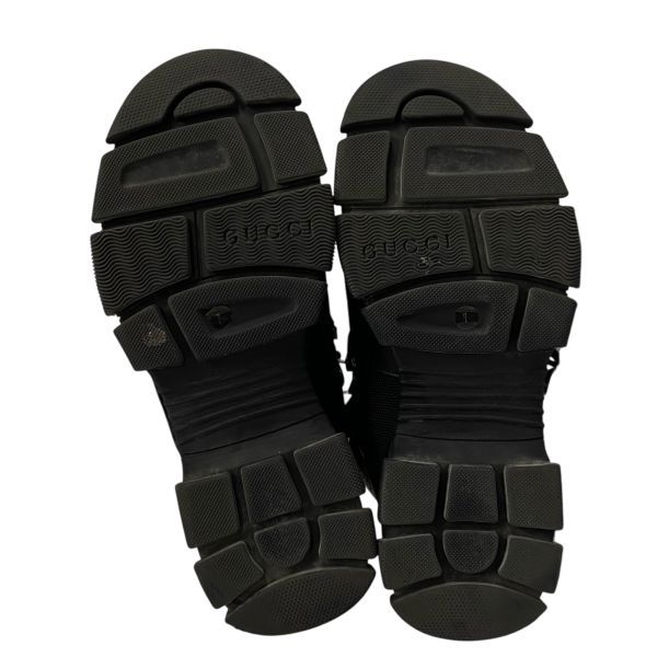  グッチ GUCCI フラッシュトレック ブーツ Flashtrek ボア SEGAフォント 18 AW 黒 レザー スエード 7 25.5 cm メンズ 5 E 175 ムートンブーツ ブーツ 革靴