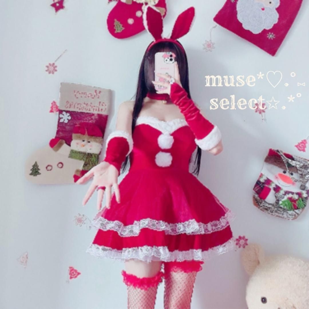 即納】M/L赤セクシーバニーガール♥ミニワンピースドレス♥クリスマス