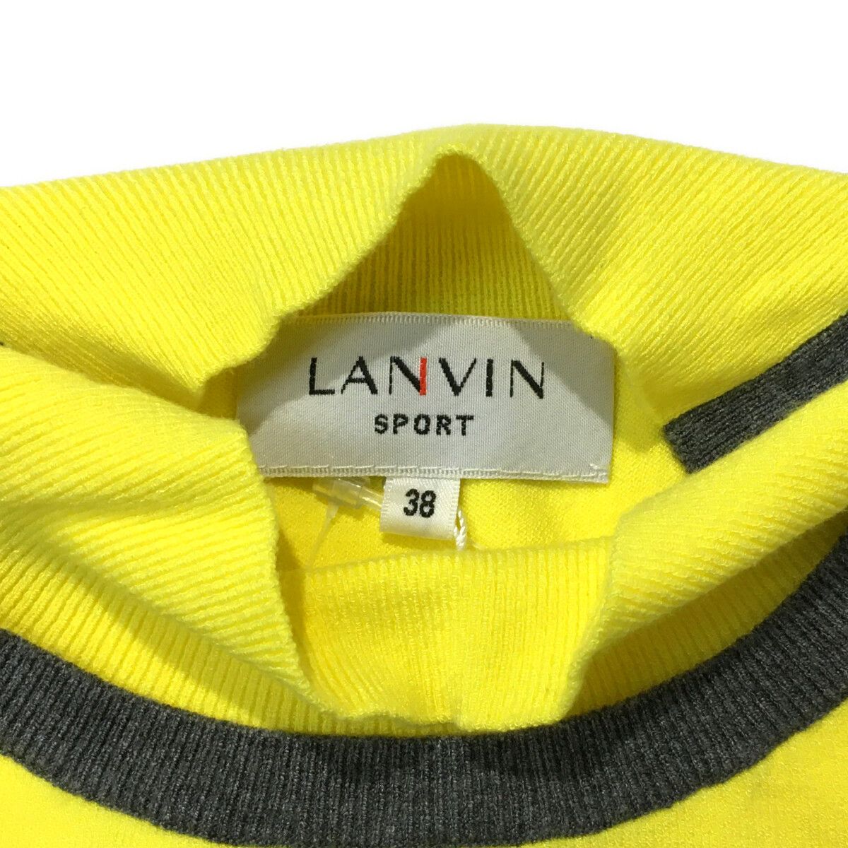 LANVIN - coco 未使用品 ランバンスポール LANVIN SPORT レディース セーター 38(M) 黄 イエロー 長袖ハイネック ボーダー LANVIN SPORT ランバン スポール レディース 25周年 総柄ロゴ