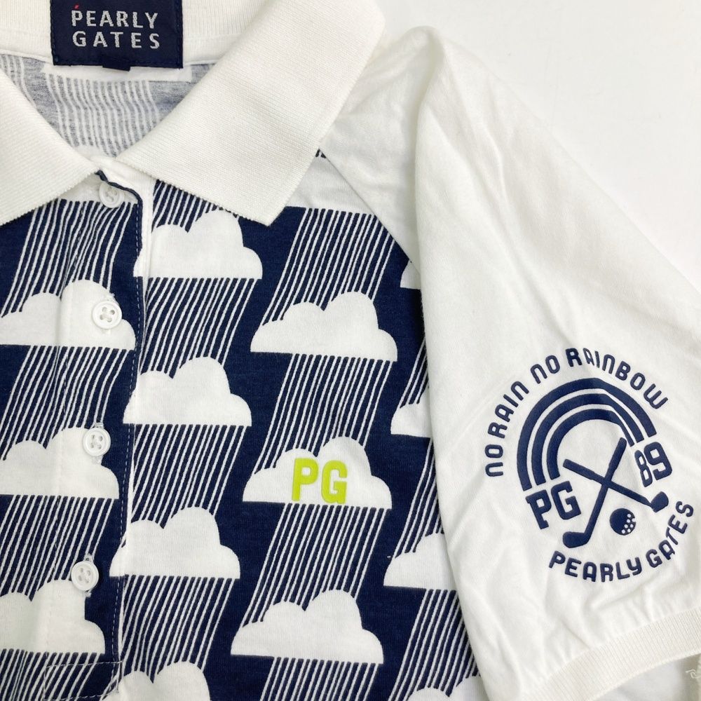 サイズ：1 PEARLY GATES パーリーゲイツ 半袖ポロシャツ 総柄 ネイビー