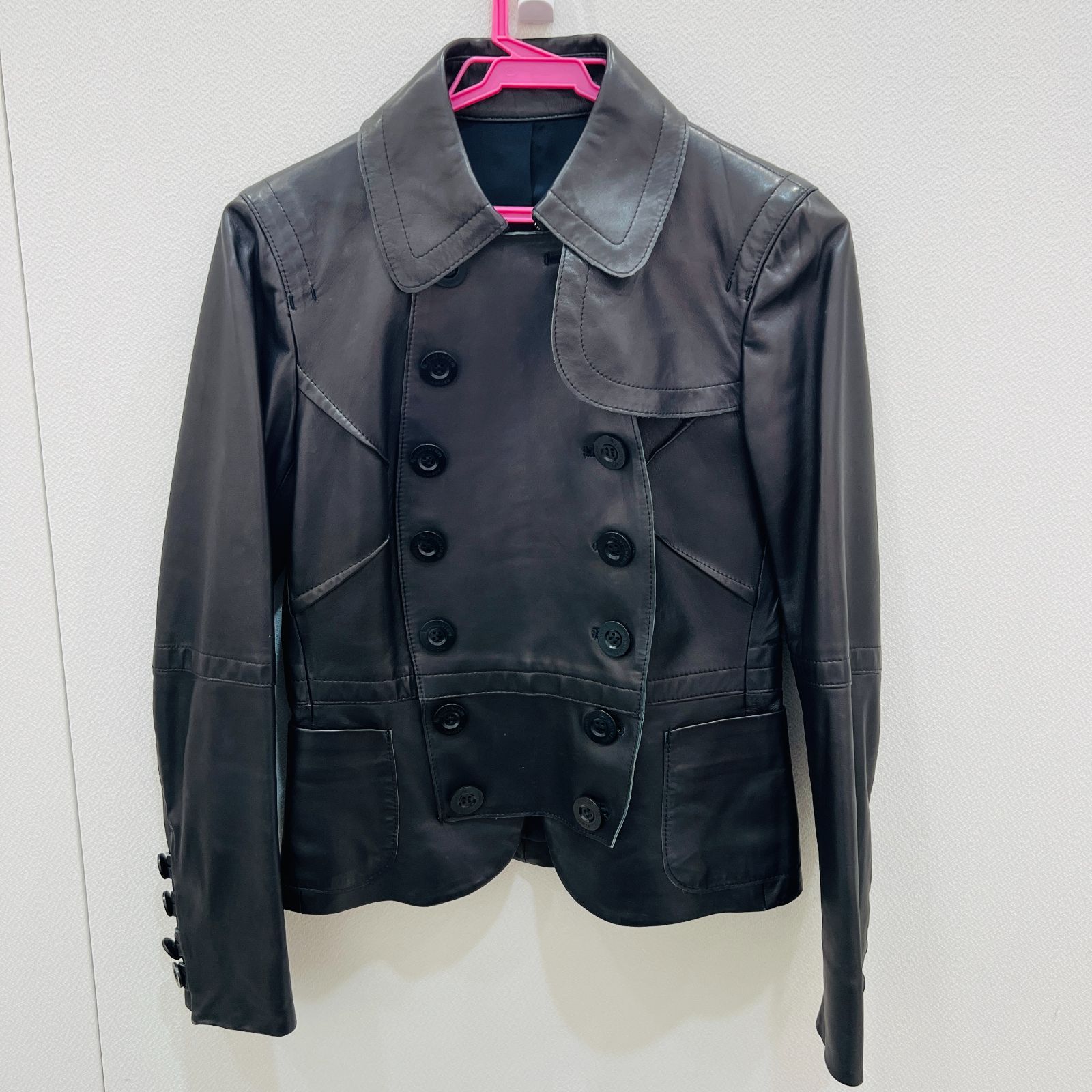 A【古着】Aquascutum LONDON アクアスキュータム ジャケット 革 黒 