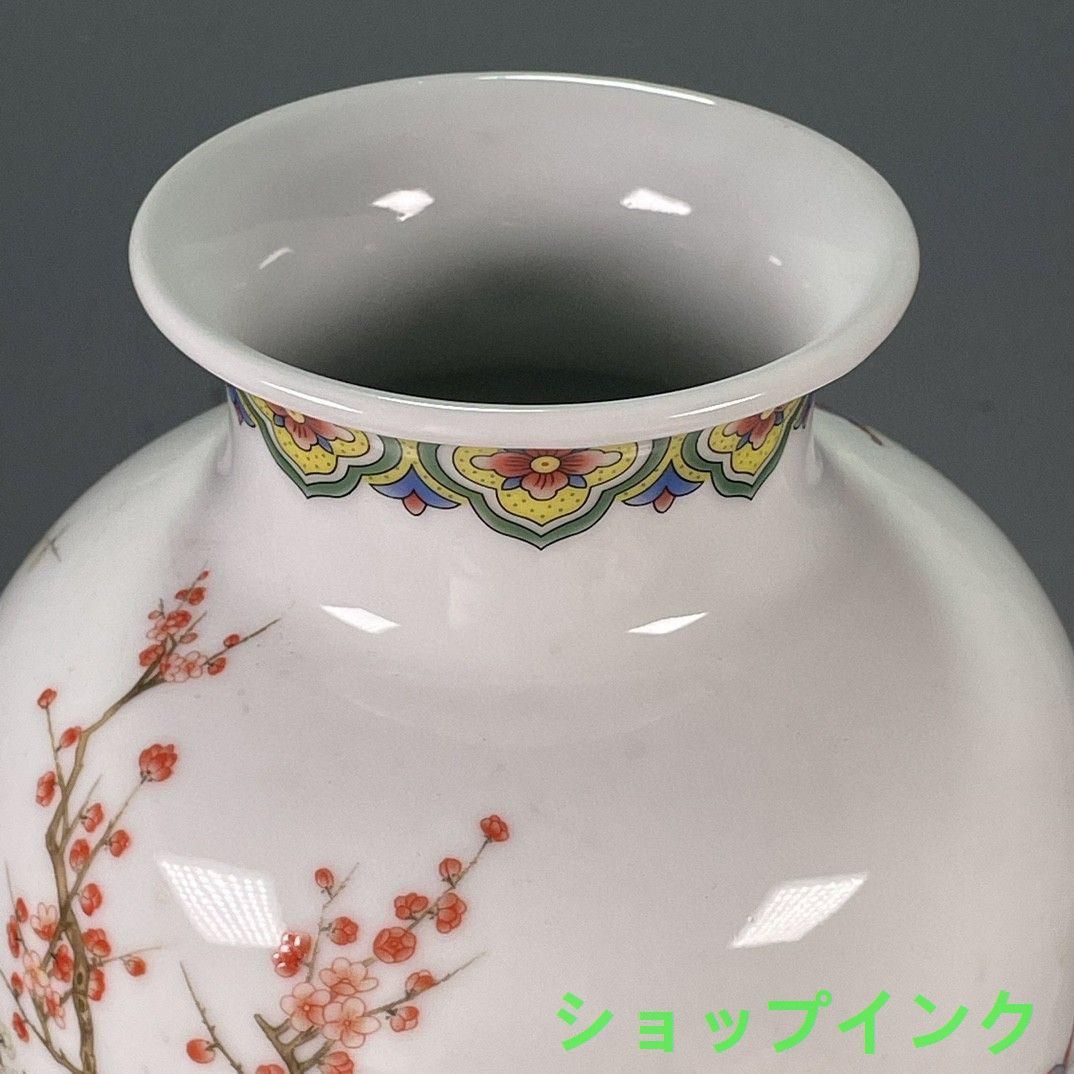 清乾隆粉彩花鳥賞瓶 景徳鎮 陶磁器 装飾品 現代工芸品 美術品
