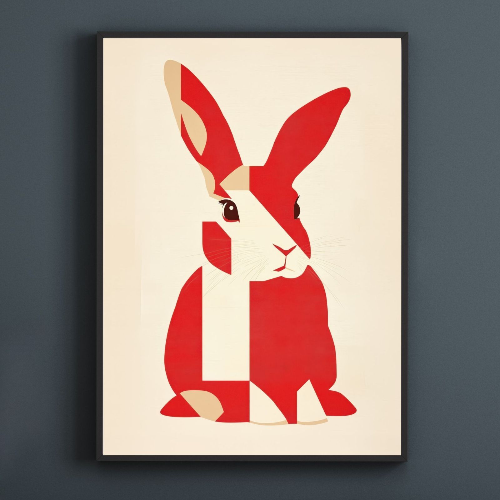 Red Passion - ネザーランド ドワーフ ラビット No.2 うさぎ ウサギ 兎 うさぎの絵 うさぎのイラスト ミニマリスト ミニマリズム シンプル インテリアアート ペットロス 記念日 アートポスター ギフト プレゼント