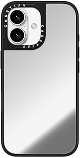 CASETiFY ミラー MagSafe対応 iPhone 16 ケース 反射性 | 1.5mからの落下試験をクリア MIL規格1倍相当 | ワイヤレス充電およびMagsafe対応 - シルバー ブラックバンパー