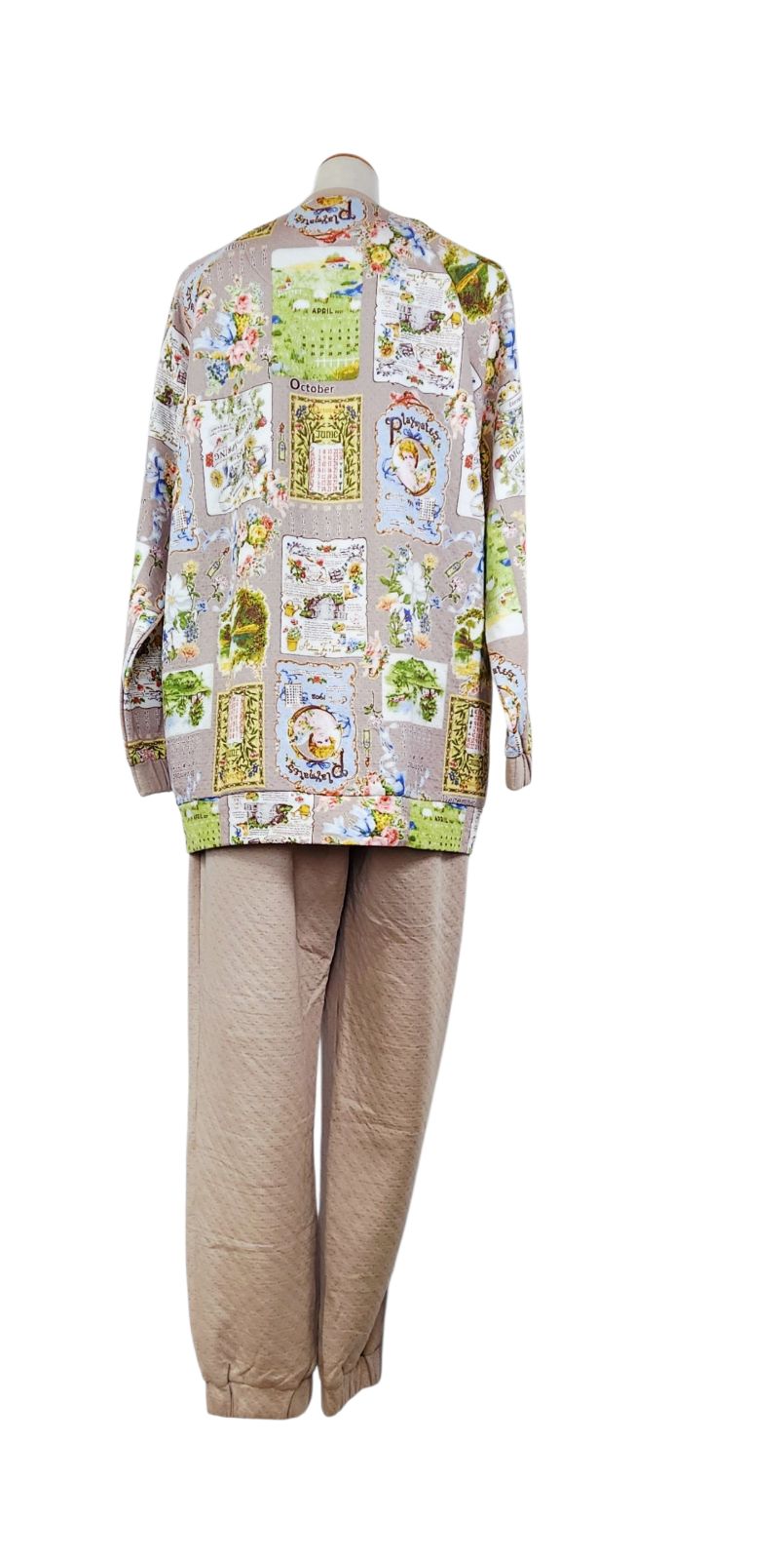 長袖丸首全開パジャマ