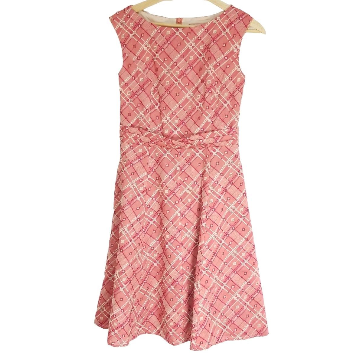 TOCCA トッカ ワンピース サイズ0 XS レディース - ピンク×アイボリー クルーネック ノースリーブ ロング 刺繍