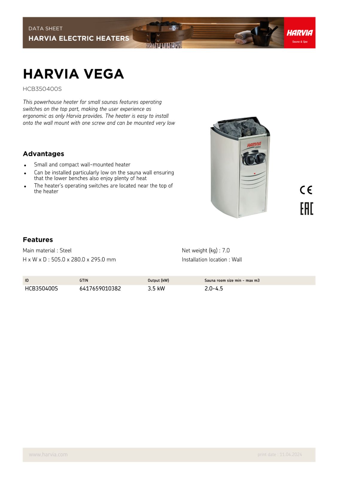 電源2ｍ】Harvia サウナヒーター VEGA BC35 3.5kW 200V 17.5A ハルビア - メルカリ