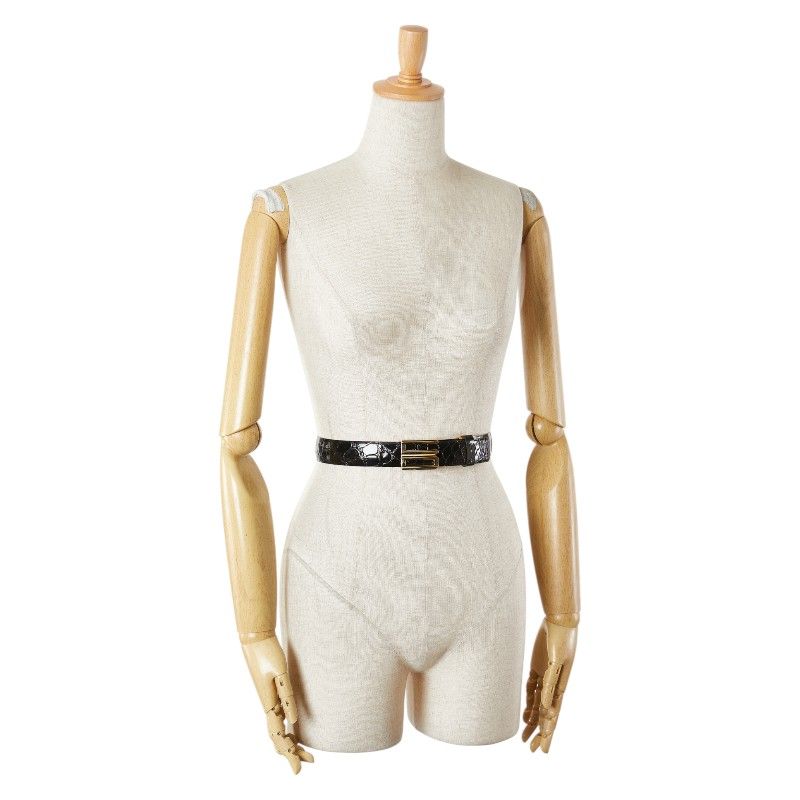 ディオール CDバックル クロコ型押し ブラック レザー レディース Dior【1-0219104】