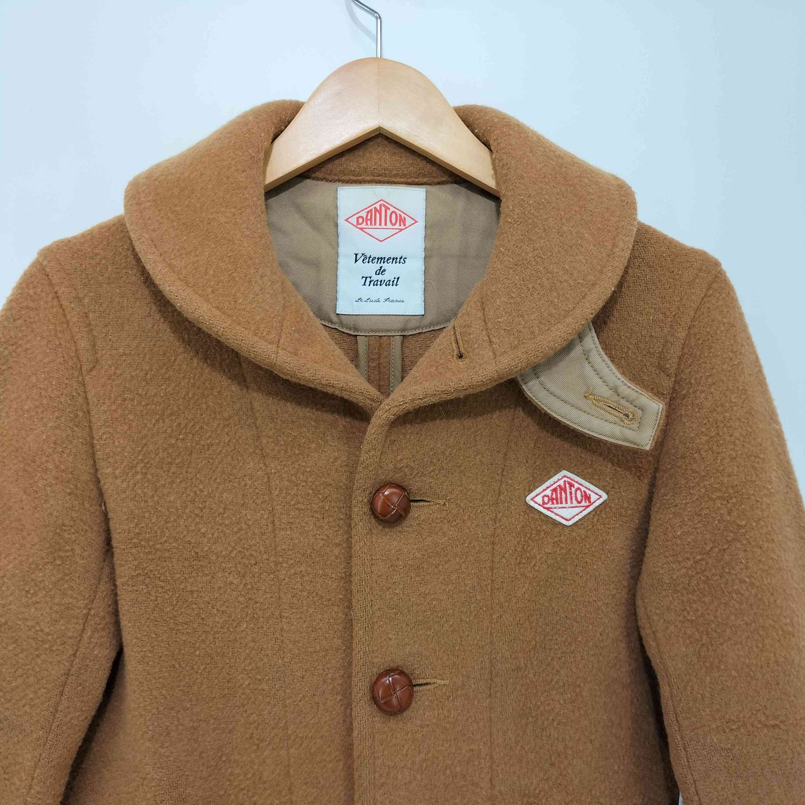 美品DANTONダントン ウールモッサ フーディジャケット 胡桃ボタン コート ダントン レディース ライトパイル ウールモッサ コート