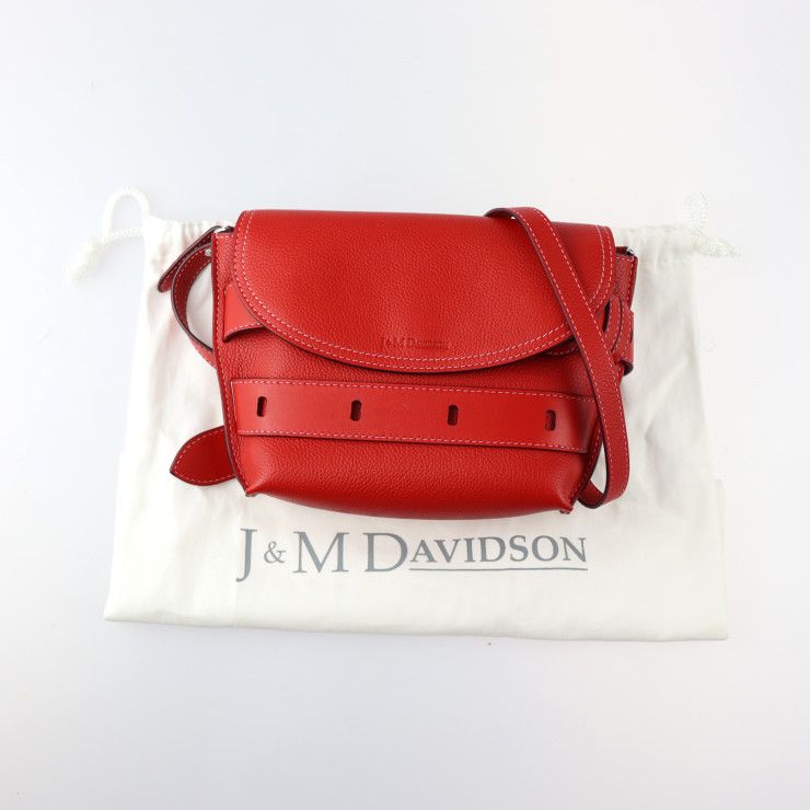 J&M Davidson ジェイアンドエムデヴィッドソン THE BELT POUCH ザ ベルトポーチ ショルダーバッグ - レザー レッド  シルバー金具 ポシェット 【本物保証】 - メルカリ