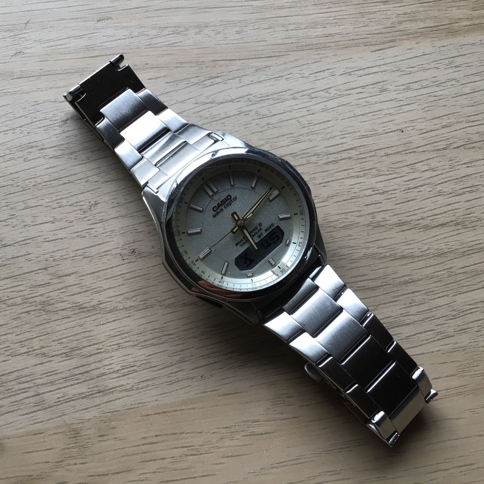 CASIO カシオ WAVE CEPTOR 電波ソーラー腕時計 （アナログ×デジタル 