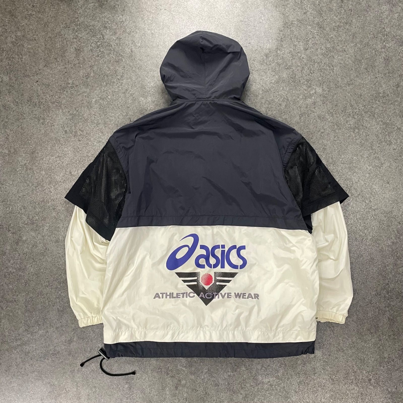 激レア　90s 日本代表　アシックス　ハーフジップナイロンジャケット　新品 日本製 90s Vintage asics Windbreaker Half-Zip Nylon Anorak Parka