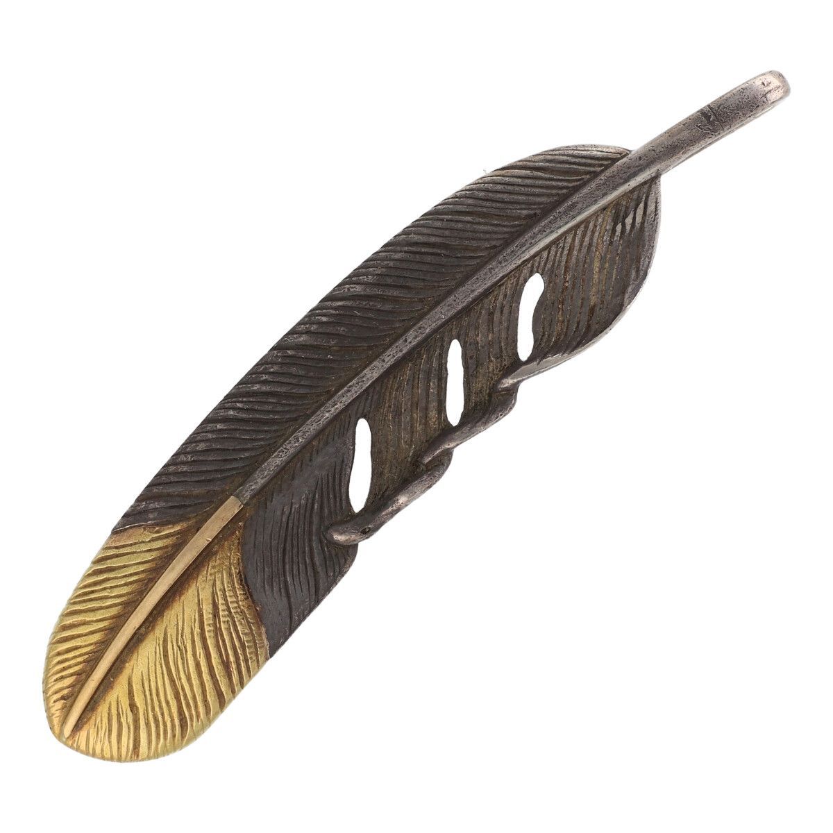 【中古】 TADYu0026KING タディu0026キング SVフェザー剣先k18 XL 右向き 先金 シルバー アクセサリー ネックレス ペンダント メンズ レディース 24008274 AO