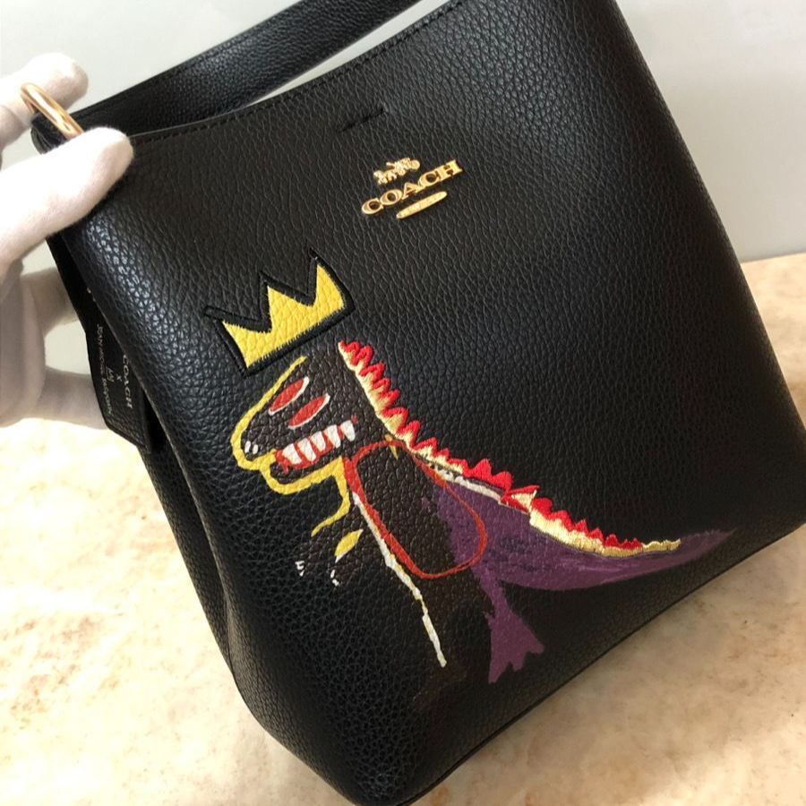 COACH コーチ バスキアコラボ タウン バケット レザー ハンドバッグ