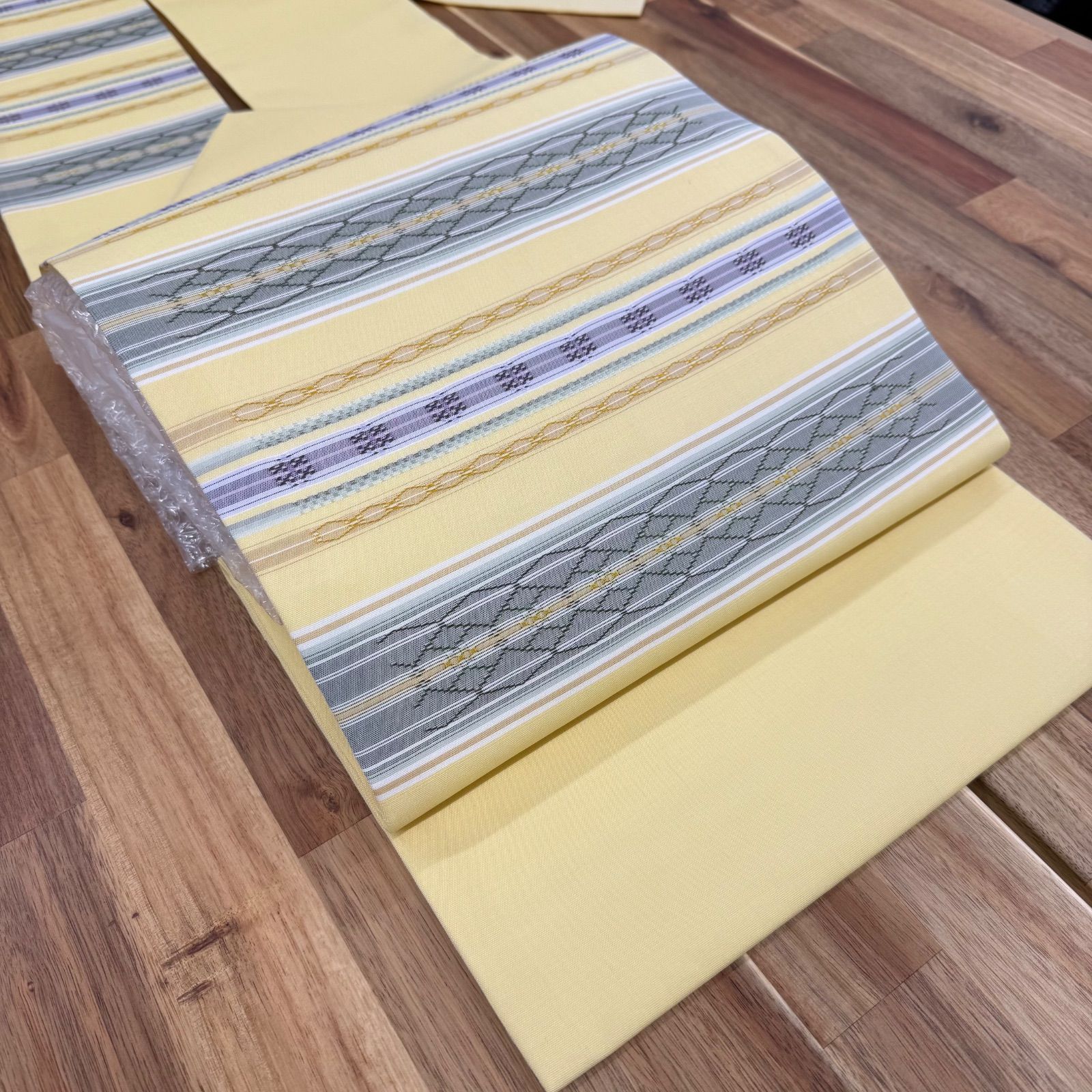 手織工房おおしろ 大城美枝子 南風原花織 夏用 単衣用手織り九寸名古屋帯 お仕立て上がり やわらかく優しい色使い