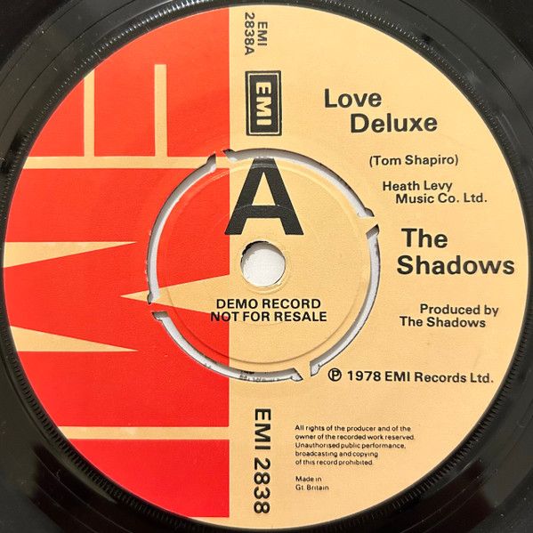 英7” Shadows Love Deluxe EMI2838PROMO EMI プロモ /00080 英7” Shadows Love Deluxe EMI2838PROMO EMI プロモ /00080