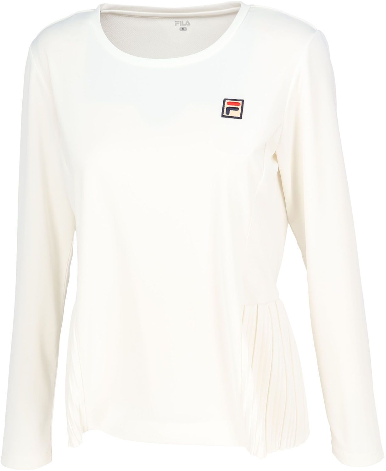 フィラ FILA テニス ロングスリーブシャツ レディース ウィメンズ 女性 大人 長袖 ロンT トップス ウェア ロゴ ワンポイント プリーツ スタイルアップ 部活動 クラブ スクール EL0206 28A ボルドー