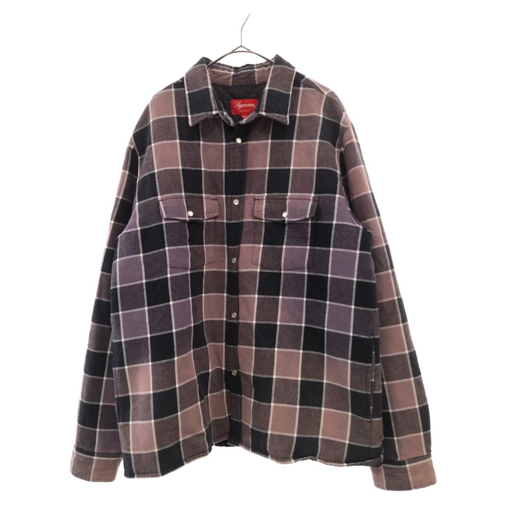 Supreme 18AW Quilted Faded Plaid Shirt Mシャツ