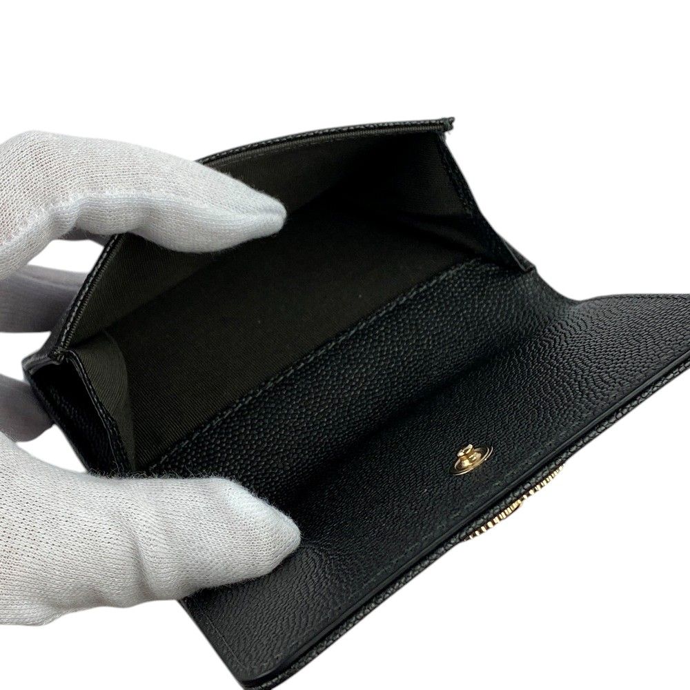 □新同□ シャネル マドモアゼル 三つ折り 財布 コンパクト キャビア  