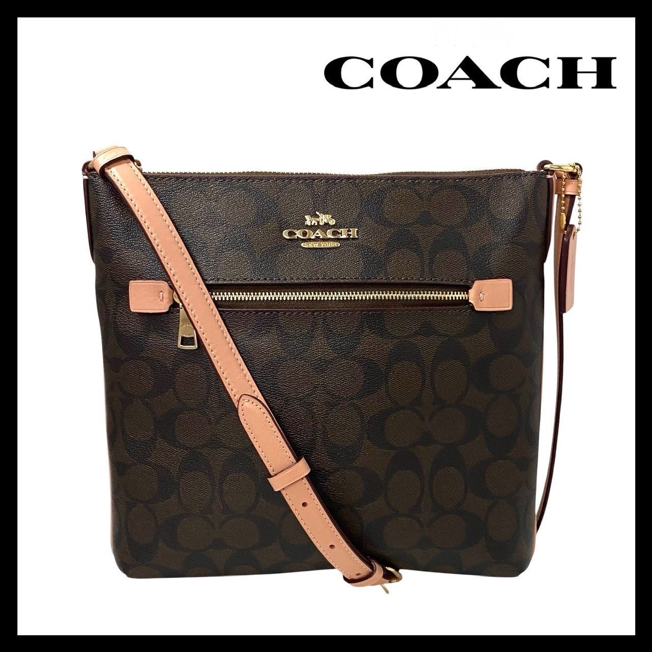 COACH】シグネチャー ショルダーバッグ C1554 ブラウン/茶 ピンク 