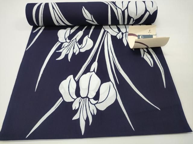 ちの歳末 平和屋本店 夏物 竺仙鑑製 浴衣 反物 着尺 杜若 証紙付き 三越扱い 綿 DZAA11295kh5