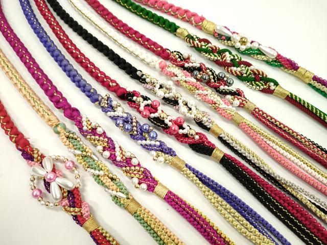 平和屋着物●和装小物 振袖用飾り付き帯締め１０本セット パール 花 金銀糸 CAAX8205ju